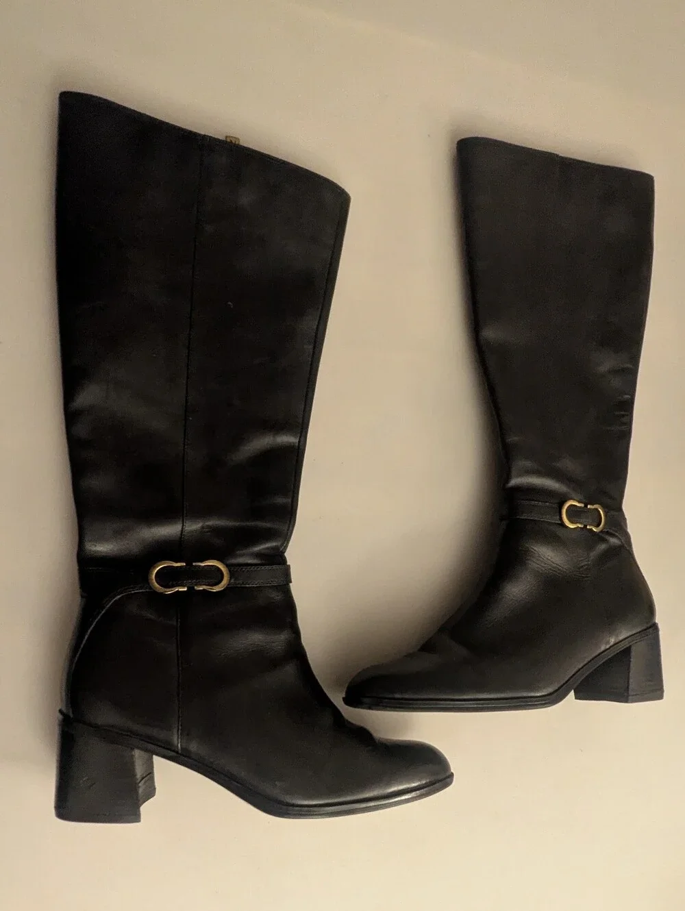 Naturalizer Sterling Women's Leather Black Wide Calf Knee-High Boots. Size 9.5W